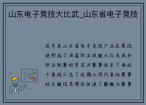 山东电子竞技大比武_山东省电子竞技